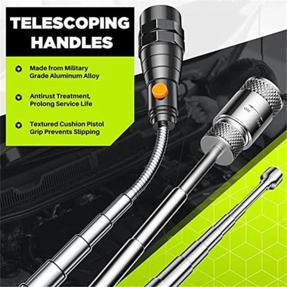 Telescoping Magnetic Pickup Tool Set-Extendable Magnet Flashlight with Mirror - Picture 3 of 6
